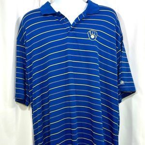 Brewers MLB Blue & Yellow Athletic Polo Size XL